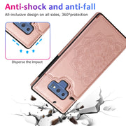 For Samsung Galaxy Note9 Double Buckle Mandala Pattern PU+TPU Protective Case with Card Slots & Holder & Photo Frame(Rose Gold)