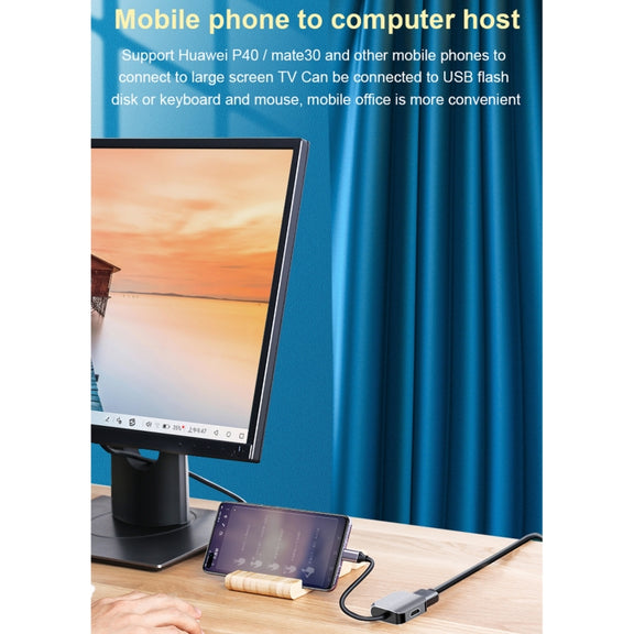 HW-6002 2 In 1 Type-C / USB-C to HDMI + VGA Adapter Converter(Grey)