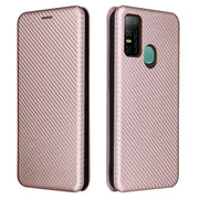 For DOOGEE N30 Carbon Fiber Texture Horizontal Flip TPU + PC + PU Leather Case with Card Slot(Pink)