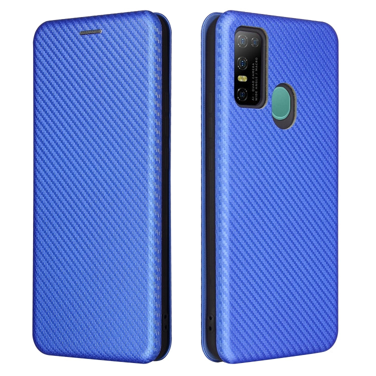For DOOGEE N30 Carbon Fiber Texture Horizontal Flip TPU + PC + PU Leather Case with Card Slot(Blue)