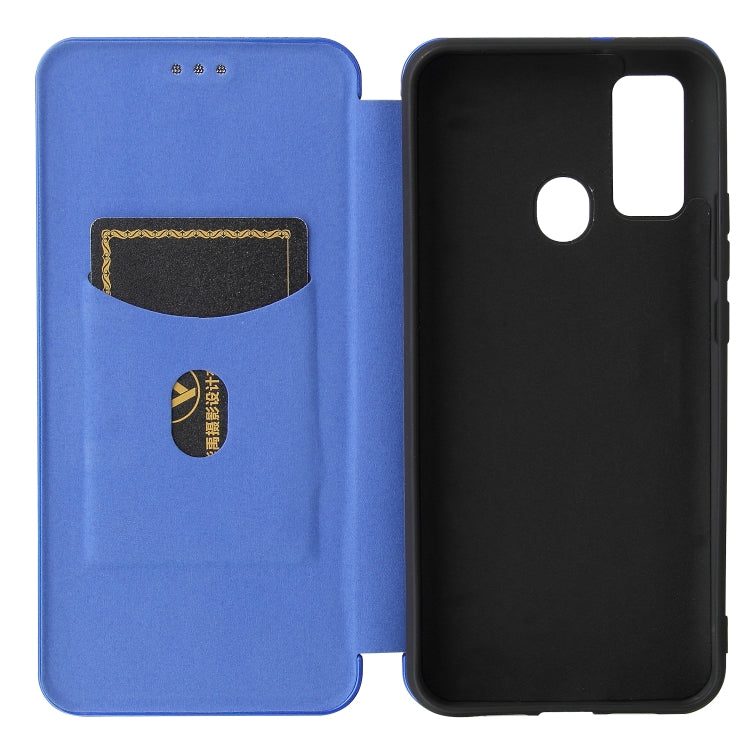 For DOOGEE N30 Carbon Fiber Texture Horizontal Flip TPU + PC + PU Leather Case with Card Slot(Blue)