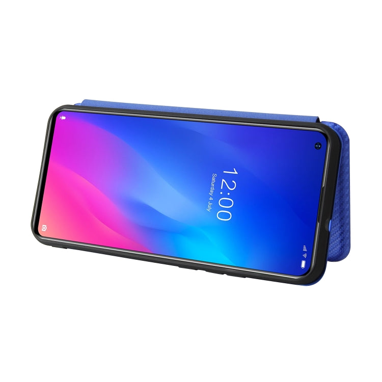 For DOOGEE N30 Carbon Fiber Texture Horizontal Flip TPU + PC + PU Leather Case with Card Slot(Blue)