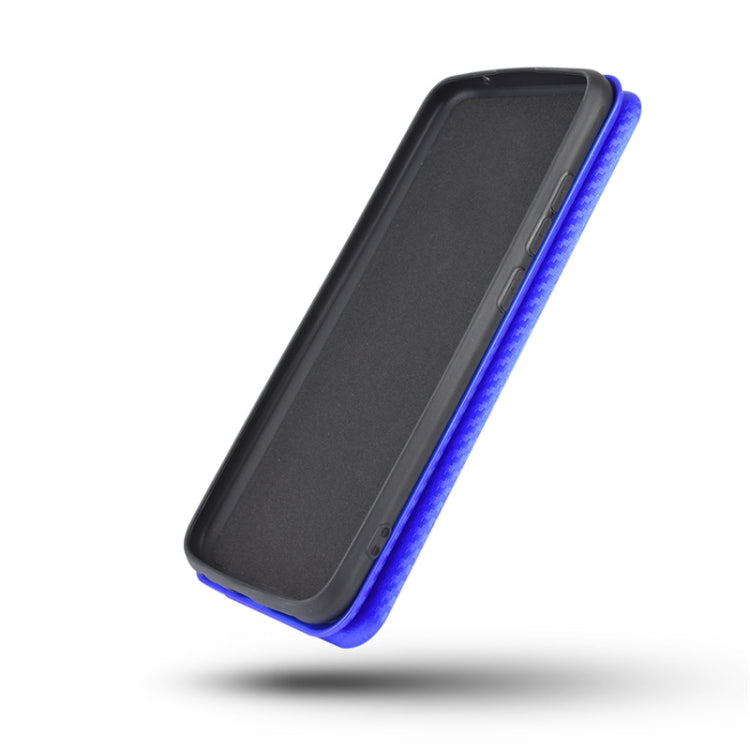 For DOOGEE N30 Carbon Fiber Texture Horizontal Flip TPU + PC + PU Leather Case with Card Slot(Blue)