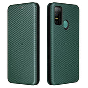For DOOGEE N30 Carbon Fiber Texture Horizontal Flip TPU + PC + PU Leather Case with Card Slot(Green)