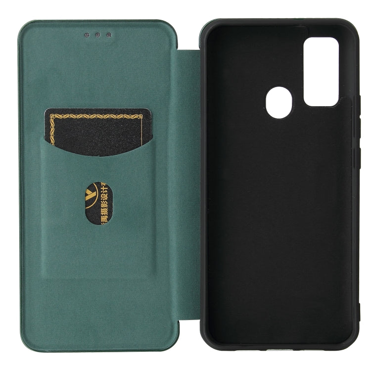 For DOOGEE N30 Carbon Fiber Texture Horizontal Flip TPU + PC + PU Leather Case with Card Slot(Green)