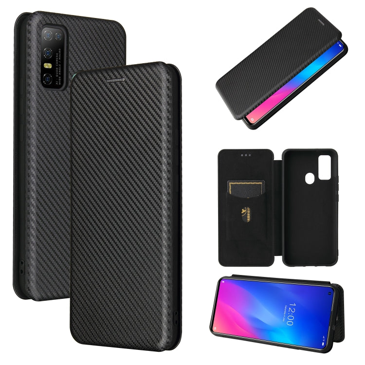 For DOOGEE N30 Carbon Fiber Texture Horizontal Flip TPU + PC + PU Leather Case with Card Slot(Black)