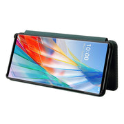 For LG Wing 5G Carbon Fiber Texture Horizontal Flip TPU + PC + PU Leather Case with Card Slot(Green)