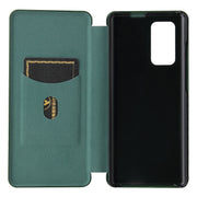 For LG Wing 5G Carbon Fiber Texture Horizontal Flip TPU + PC + PU Leather Case with Card Slot(Green)