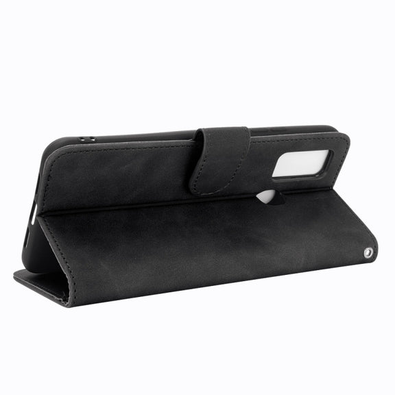For DOOGEE N30 Solid Color Skin Feel Magnetic Buckle Horizontal Flip Calf Texture PU Leather Case with Holder & Card Slots & Wallet(Black)