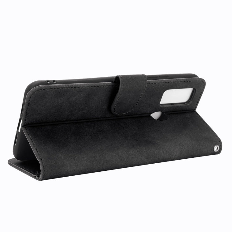 For DOOGEE N30 Solid Color Skin Feel Magnetic Buckle Horizontal Flip Calf Texture PU Leather Case with Holder & Card Slots & Wallet(Black)