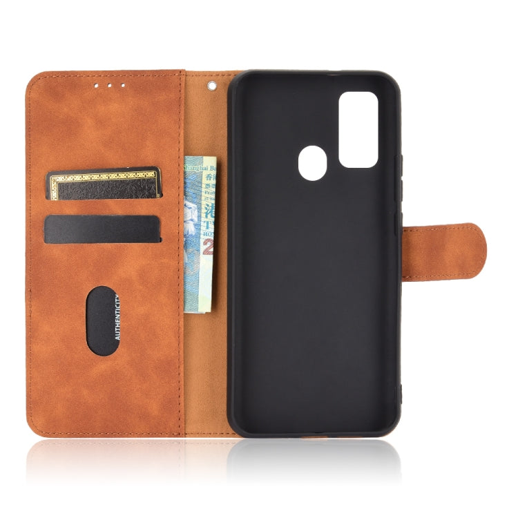 For DOOGEE N30 Solid Color Skin Feel Magnetic Buckle Horizontal Flip Calf Texture PU Leather Case with Holder & Card Slots & Wallet(Brown)