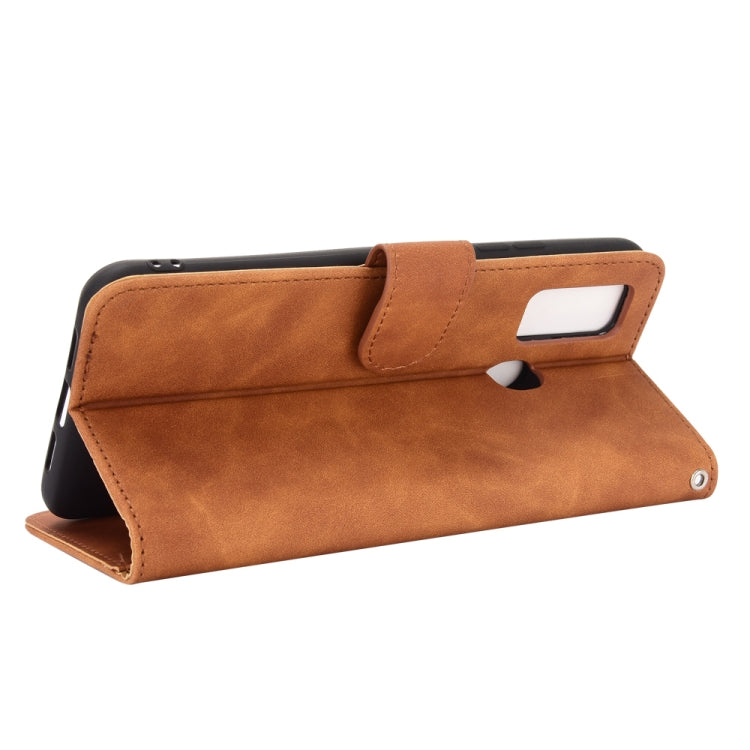 For DOOGEE N30 Solid Color Skin Feel Magnetic Buckle Horizontal Flip Calf Texture PU Leather Case with Holder & Card Slots & Wallet(Brown)