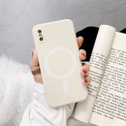 For iPhone X / XS Liquid Silicone Full Coverage Shockproof Magsafe Case(Beige)