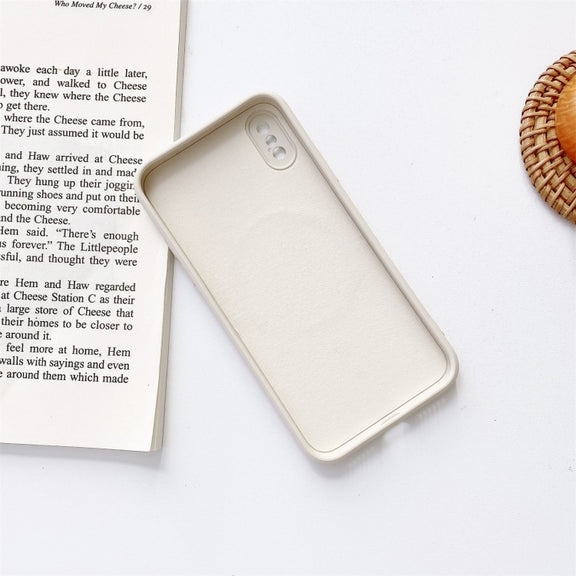 For iPhone X / XS Liquid Silicone Full Coverage Shockproof Magsafe Case(Beige)