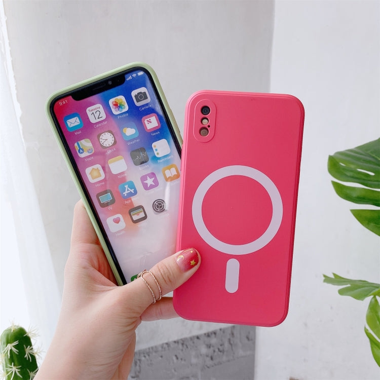 For iPhone X / XS Liquid Silicone Full Coverage Shockproof Magsafe Case(Beige)
