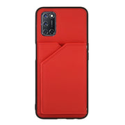 For OPPO A52 & A72 & A92 Skin Feel PU + TPU + PC Back Cover Shockproof Case with Card Slots & Holder & Photo Frame(Red)