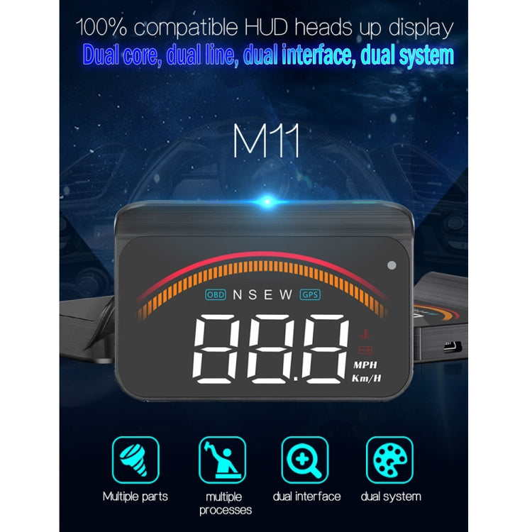 M11 Car OBD2 + GPS Mode Head-up Display HUD Overspeed / Speed / Water Temperature Alarm