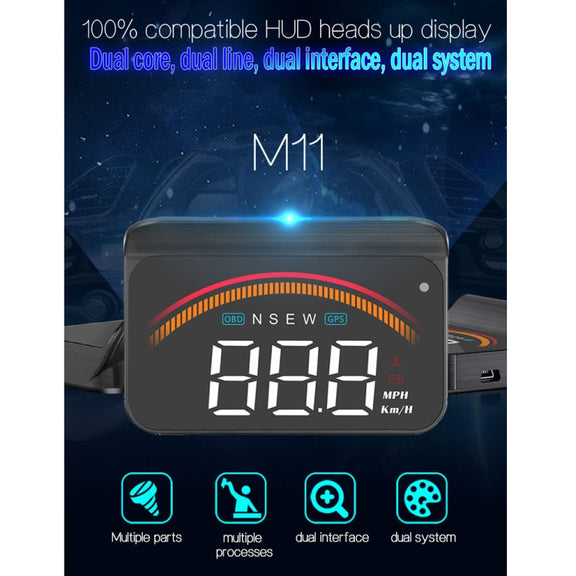 M11 Car OBD2 + GPS Mode Head-up Display HUD Overspeed / Speed / Water Temperature Alarm