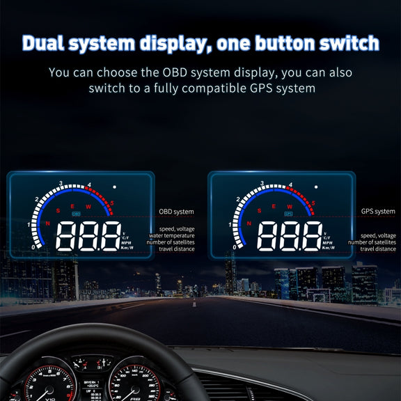 M13 Plus OBD2 + GPS Mode Car Head-up Display HUD Overspeed / Speed / Water Temperature Alarm / Eliminate Fault Codes