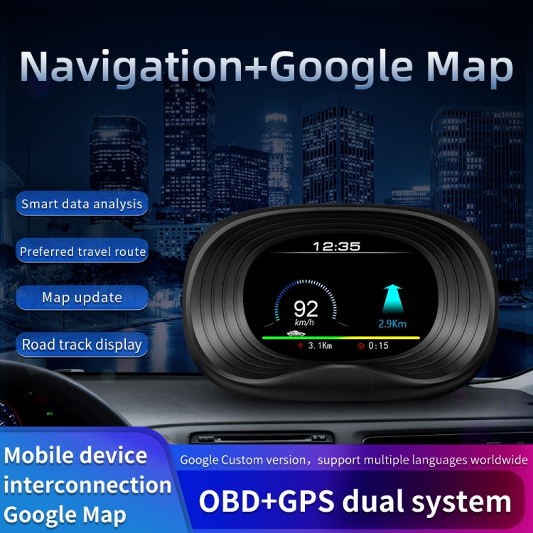 P20 OBD2 + GPS Mode Car Head-up Display HUD Overspeed / Speed / Water Temperature / Engine Failure Alarm
