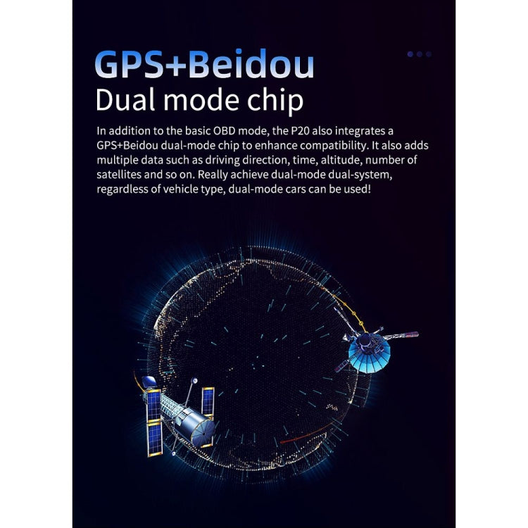 P20 OBD2 + GPS Mode Car Head-up Display HUD Overspeed / Speed / Water Temperature / Engine Failure Alarm