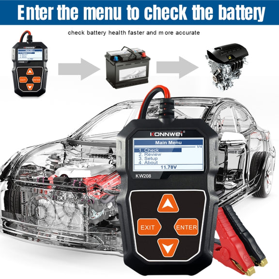 KONNWEI KW208 Car TFT Color Screen Battery Tester Support 8 Languages