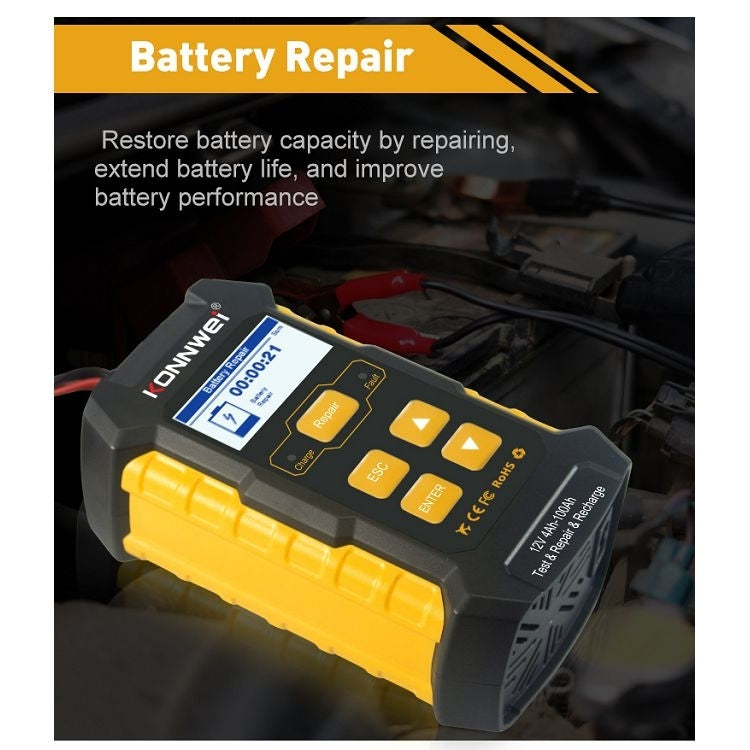 KONNWEI KW510 3 in 1 Car Battery Tester / Charger / Repairer, Support 8 Languages(US Plug)