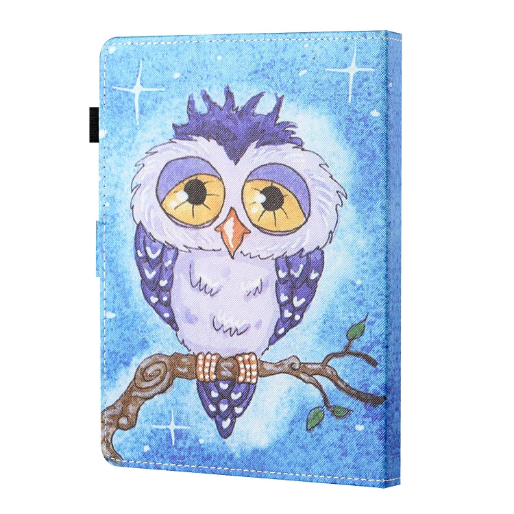 For 10 inch Tablet Universal Coloured Drawing Stitching Horizontal Flip Leather Case with Holder & Card Slot(Blue Owl)