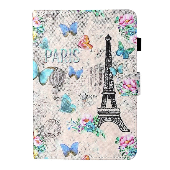 For 10 inch Tablet Universal Coloured Drawing Stitching Horizontal Flip Leather Case with Holder & Card Slot(Tower and Butterflies)