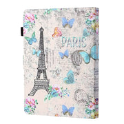 For 10 inch Tablet Universal Coloured Drawing Stitching Horizontal Flip Leather Case with Holder & Card Slot(Tower and Butterflies)