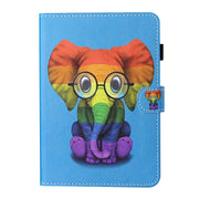 For 10 inch Tablet Universal Coloured Drawing Stitching Horizontal Flip Leather Case with Holder & Card Slot(Colorful Elephant)