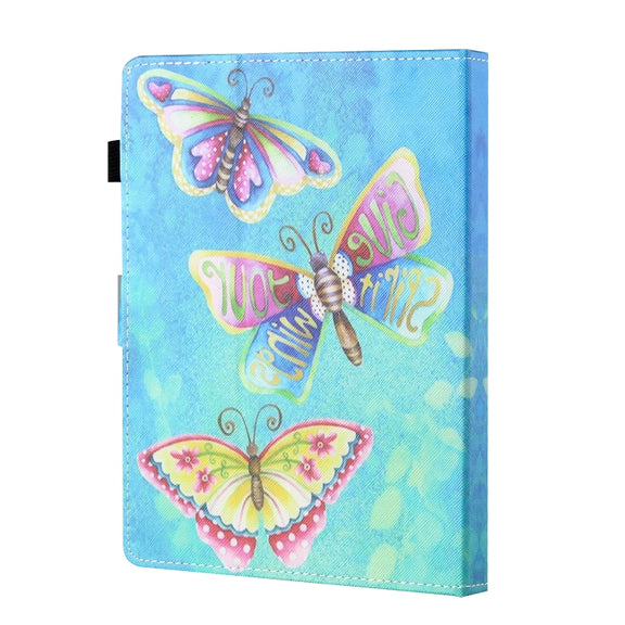For 10 inch Tablet Universal Coloured Drawing Stitching Horizontal Flip Leather Case with Holder & Card Slot(Colorful Butterflies)
