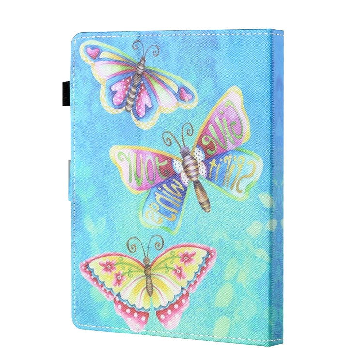 For 10 inch Tablet Universal Coloured Drawing Stitching Horizontal Flip Leather Case with Holder & Card Slot(Colorful Butterflies)