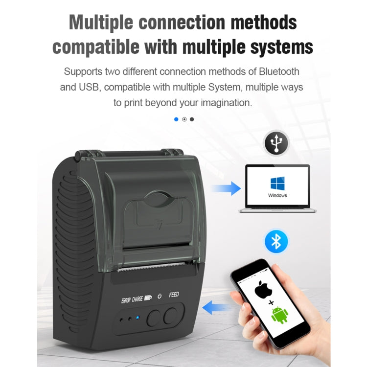 5811DD 58mm Bluetooth 4.0 Portable Thermal Bluetooth Receipt Printer, US Plug