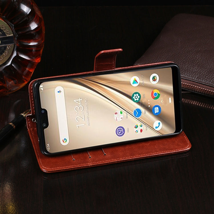For Fujitsu Arrows RX idewei Crazy Horse Texture Horizontal Flip Leather Case with Holder & Card Slots & Wallet(Brown)