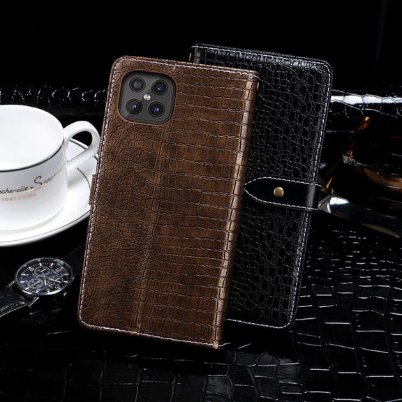 For Cubot C30 idewei Crocodile Texture Horizontal Flip Leather Case with Holder & Card Slots & Wallet(Black)