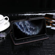 For Cubot C30 idewei Crocodile Texture Horizontal Flip Leather Case with Holder & Card Slots & Wallet(Dark Blue)