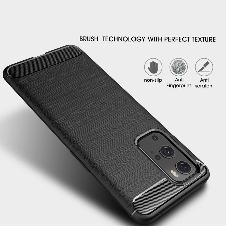 For OnePlus 9 Pro Brushed Texture Carbon Fiber TPU Case(Black)