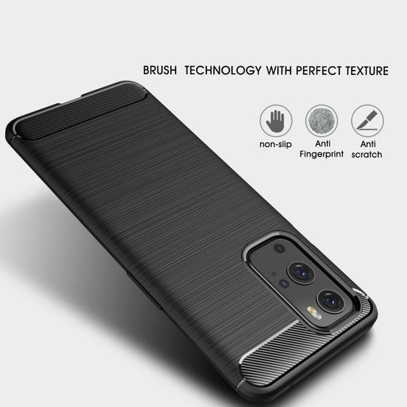 For OnePlus 9 Pro Brushed Texture Carbon Fiber TPU Case(Black)