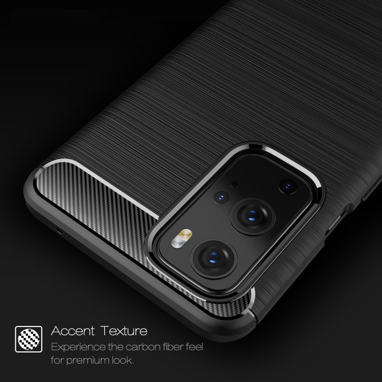 For OnePlus 9 Pro Brushed Texture Carbon Fiber TPU Case(Black)