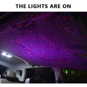Car Two-color USB Star Dome Light Atmosphere Laser Projection Decorative Light, Constantly Bright Version(Red Blue)