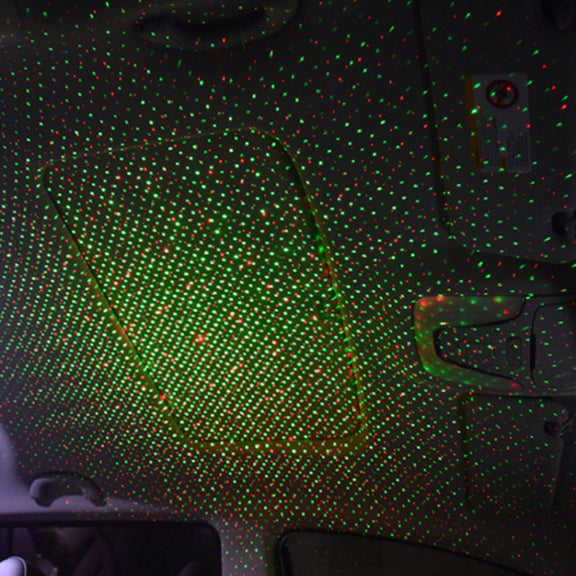 Car Two-color USB Star Dome Light Atmosphere Laser Projection Decorative Light, Constantly Bright Version(Red Green)