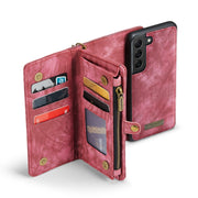 For Samsung Galaxy S21 5G CaseMe-008 Detachable Multifunctional Flip Leather Phone Case(Red)