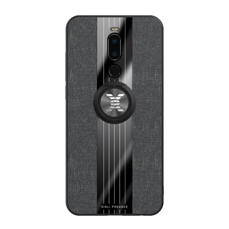 For Meizu Note 8 XINLI Stitching Cloth Texture Shockproof TPU Protective Case with Ring Holder(Black)