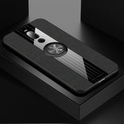 For Meizu Note 8 XINLI Stitching Cloth Texture Shockproof TPU Protective Case with Ring Holder(Black)