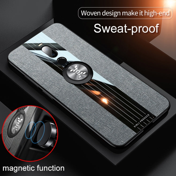 For Meizu Note 8 XINLI Stitching Cloth Texture Shockproof TPU Protective Case with Ring Holder(Brown)