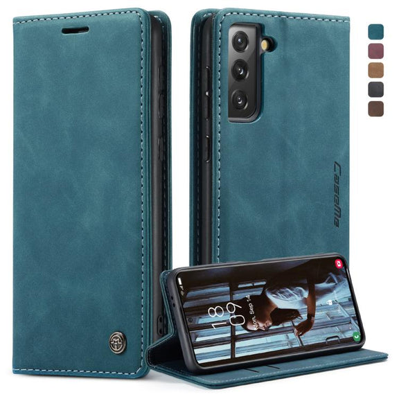 For Samsung Galaxy S21 5G CaseMe 013 Multifunctional Horizontal Flip Leather Case with Holder & Card Slot & Wallet(Blue)