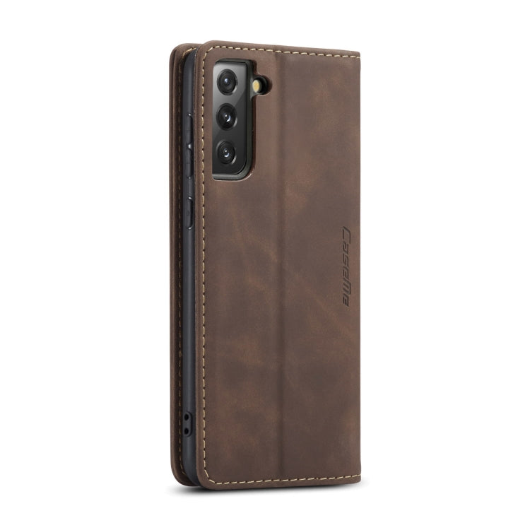 For Samsung Galaxy S21 5G CaseMe 013 Multifunctional Horizontal Flip Leather Case with Holder & Card Slot & Wallet(Coffee)
