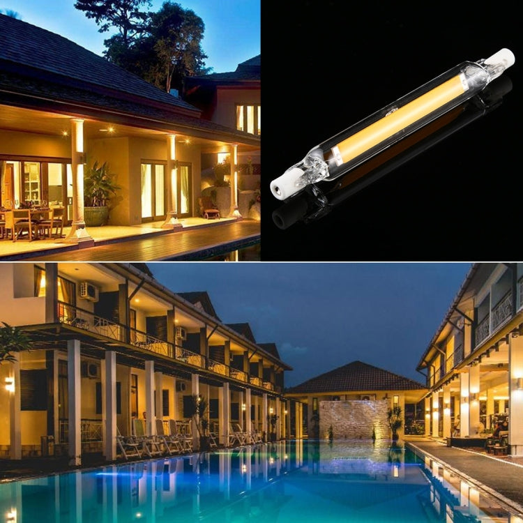 R7S 110V 7W 118mm COB LED Bulb Glass Tube Replacement Halogen Lamp Spot Light(3000K Warm Light)