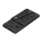 For Samsung Galaxy A52 5G / 4G Double Buckle PU + TPU Shockproof Magnetic Protective Case with Card Slot & Holder(Black)